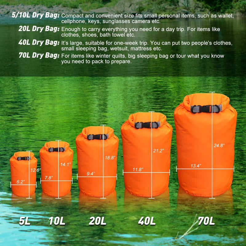 R2Depot Waterproof Dry Bag  5L/10L/20L/40L/70L Dry Storage Bag for Kayaking  Gym  Hiking  Swimming (Purple  10L) - Image 4